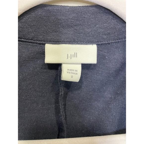 J Jill Linen Rayon Blend Knit Blazer Jacket Small Open Front Navy Blue - Picture 5 of 7